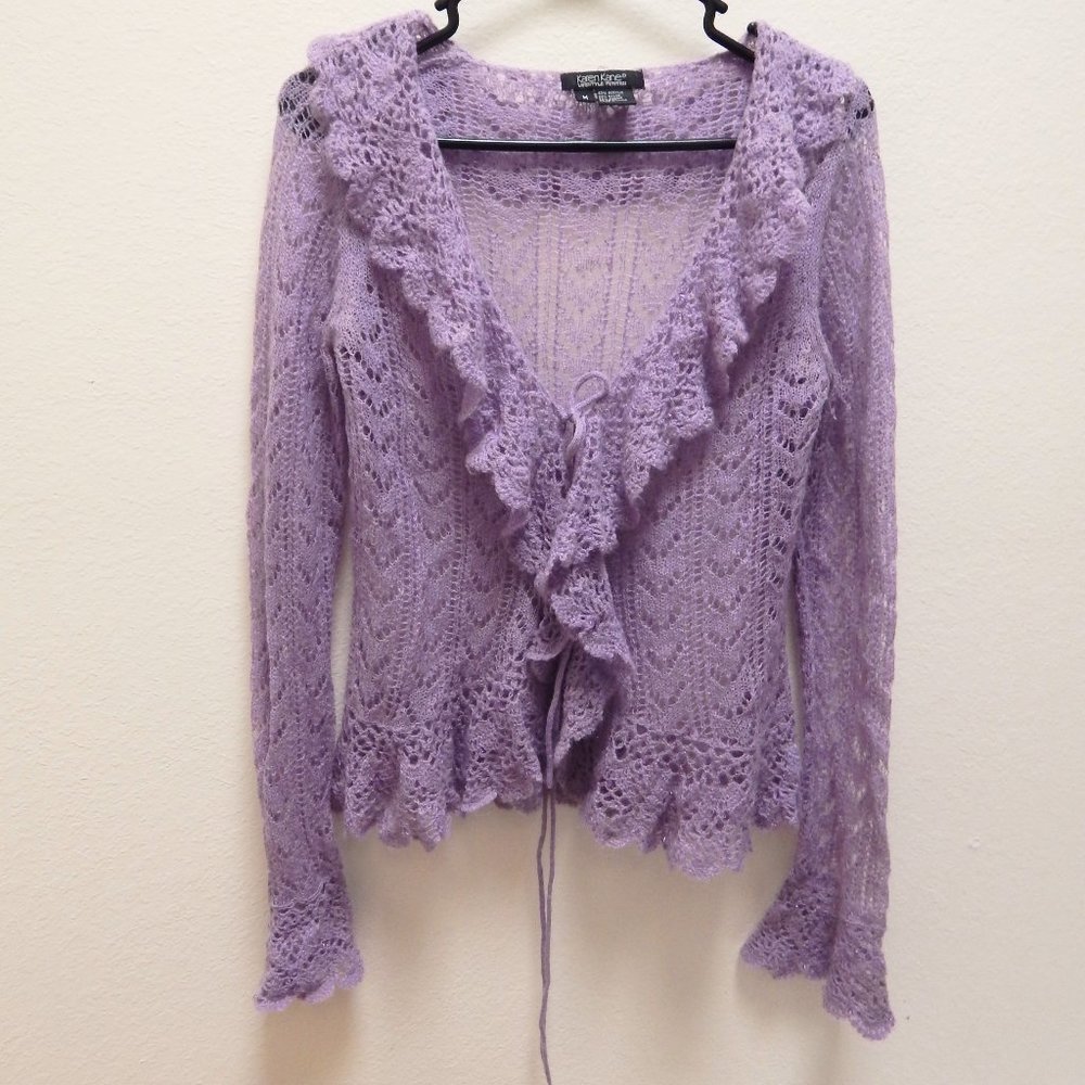Karen Kane Petite Mohair Lavender Cardigan Sweater
